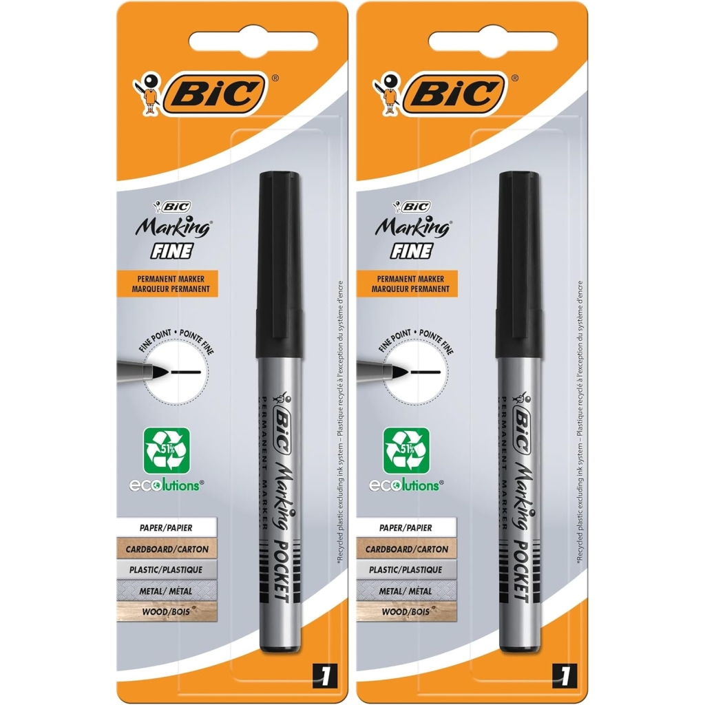 Lot de 2 Marqueur Permanent BIC Fine Noir