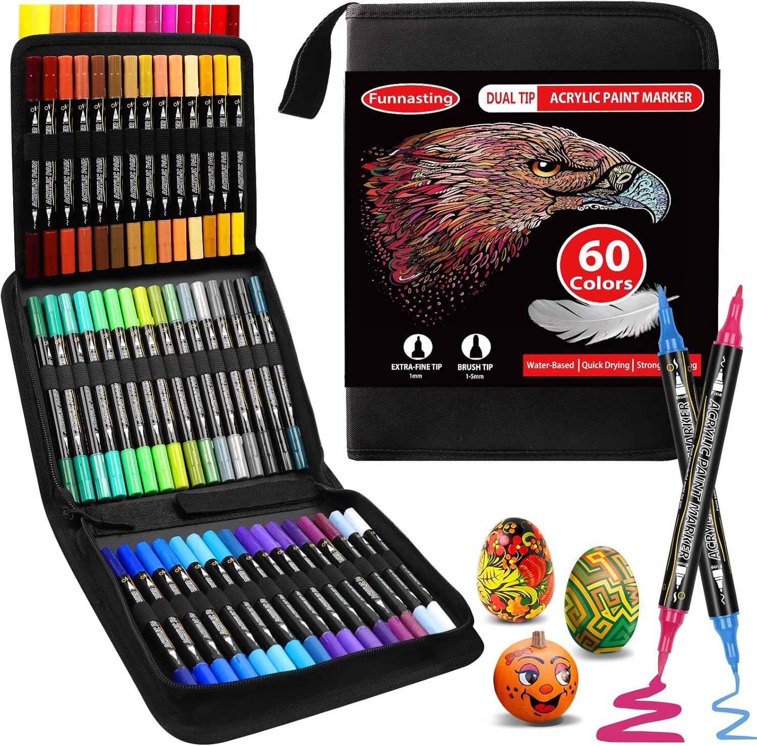Marqueurs Acryliques 60 Couleurs à Double Pointe
