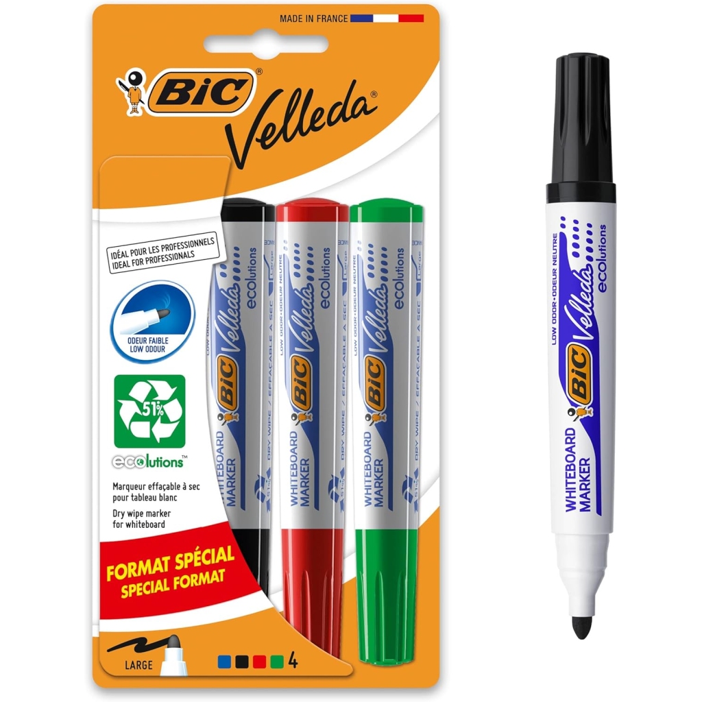 Lot de 4 Marqueurs Velleda Effaçable 4 Couleurs