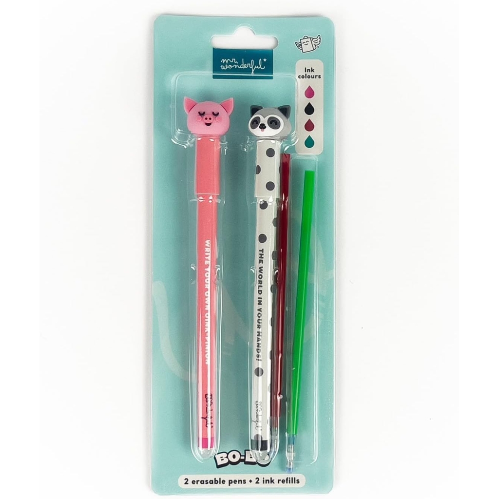 Mr. Wonderful : Stylos Effaçables Panda et Cochon