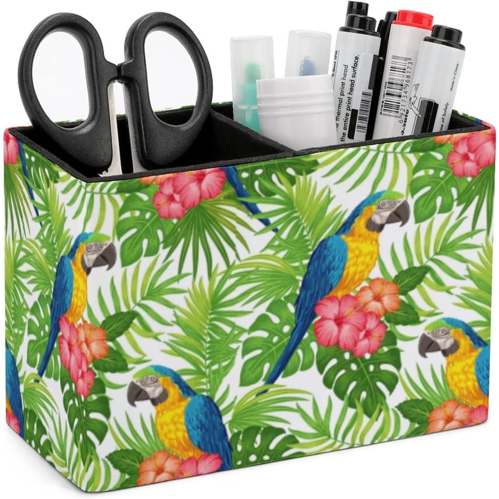 Pot à Crayons Organisateur Tropical en Cuir