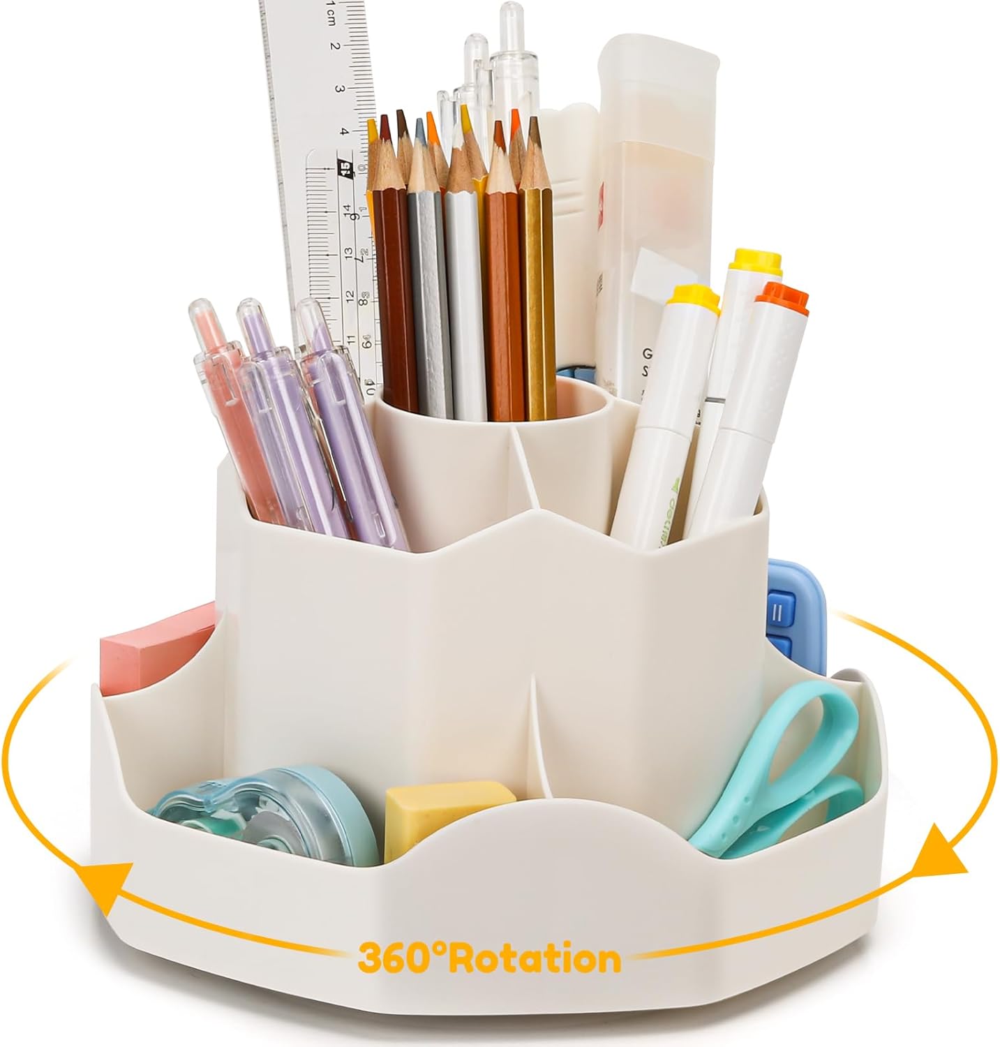 Organisateur de Bureau Rotatif 360° Beige