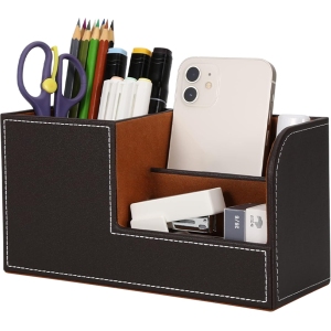 Organisateur de Bureau en Cuir GORESE – 3 Compartiments