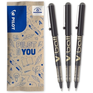 PILOT Lot de 3 Stylos Roller V-Ball 07 Noir