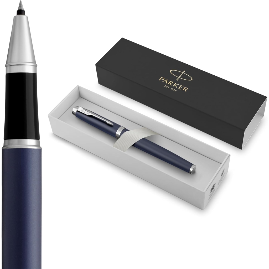 Stylo Roller Bleu Mat - Pointe Fine Parker IM