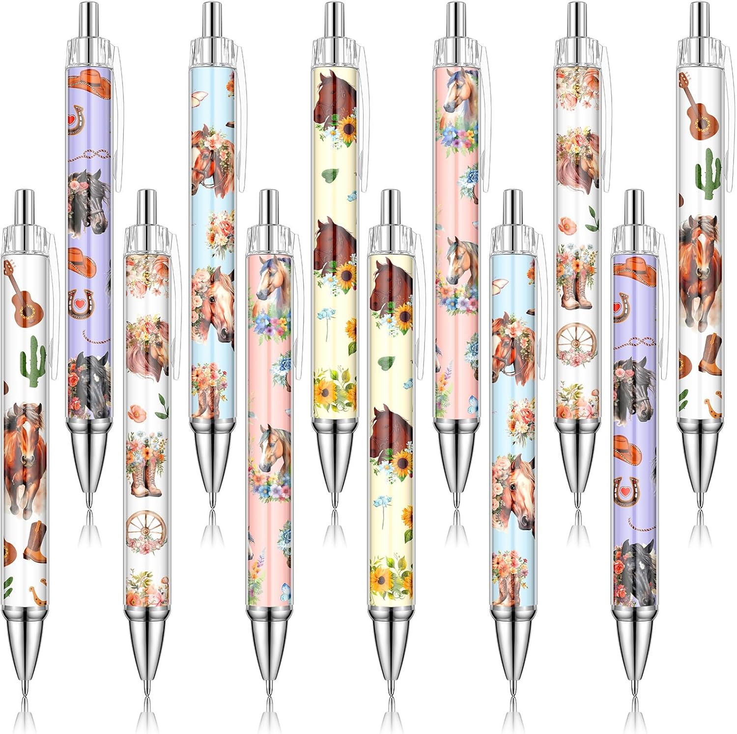 Parure de Stylos à Bille Cheval – 12 Pièces