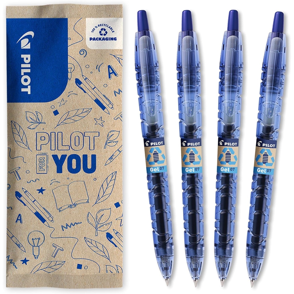 Pilot B2P Gel - Lot de 4 Rollers Recyclés, Bleu