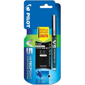 Pilot V5 Hi-tecpoint Rechargeable Roller Pen + 3 Cartridges