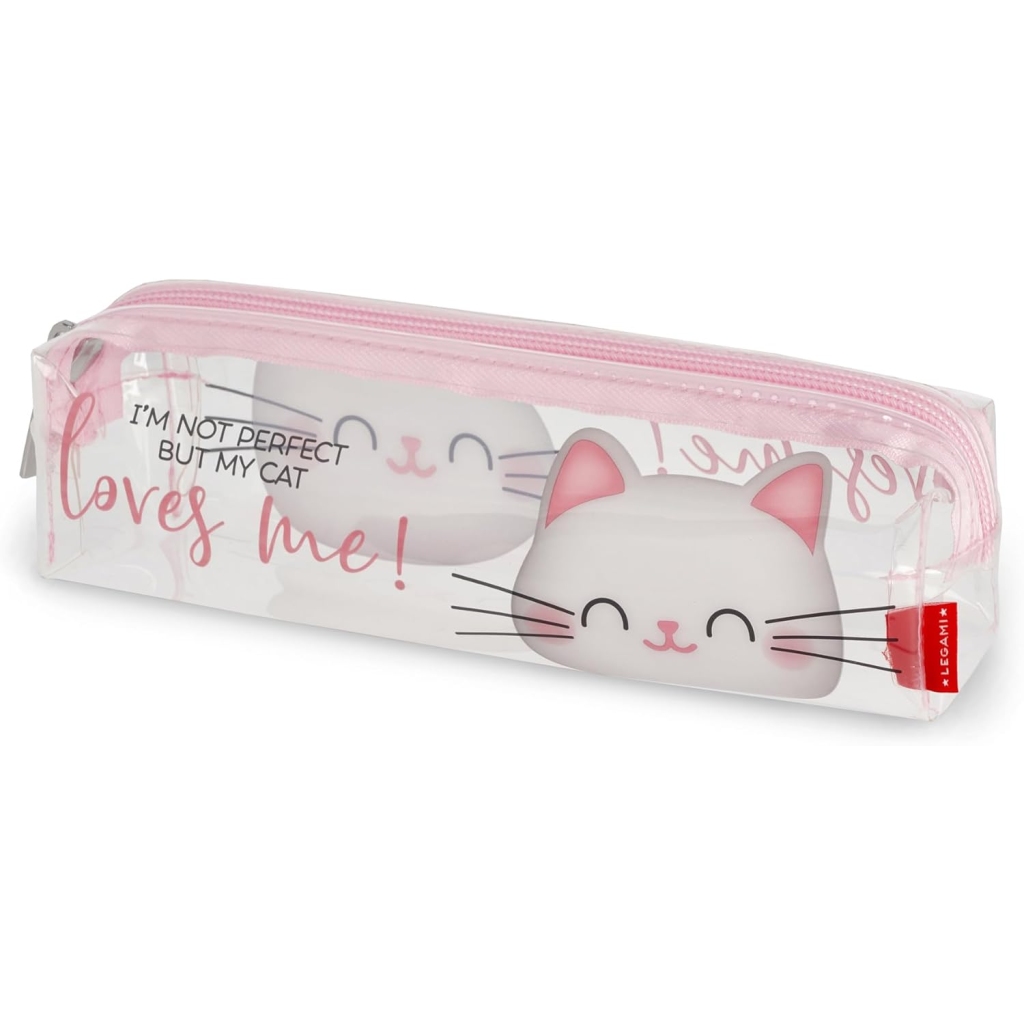 Pochette Transparent Kitty avec Fermeture Éclair 19,5x5,5 cm