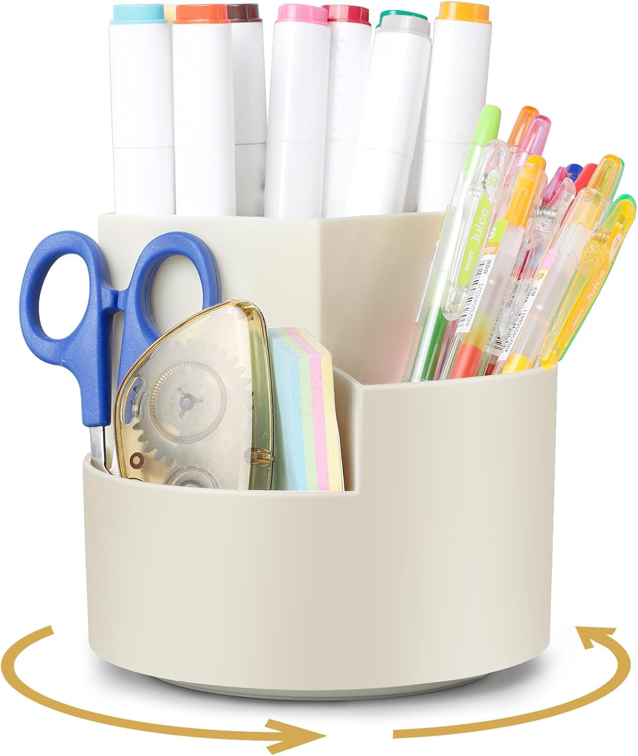 Porte-Stylos Rotatif 360° - Organiseur Bureau Blanc