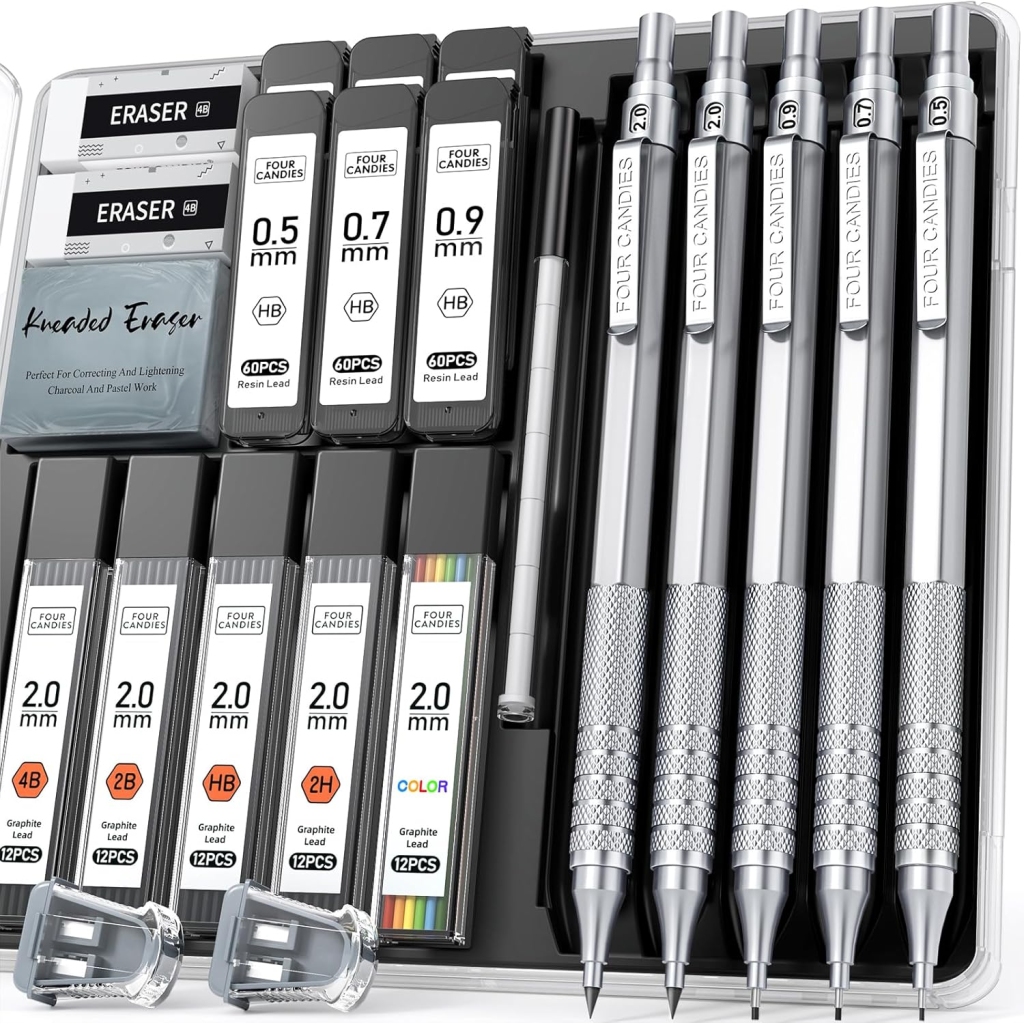 Porte-mines en métal avec 420 mines assorties