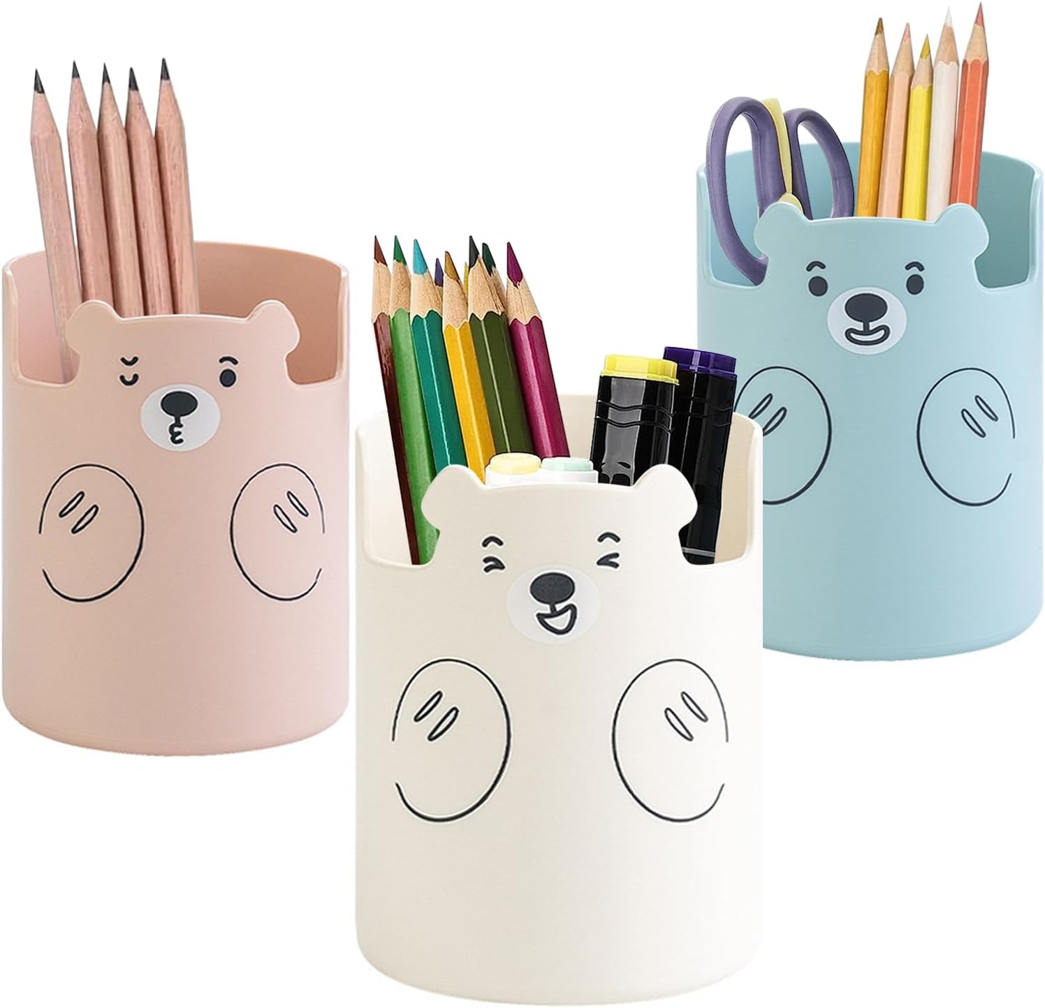 Porte-stylo Multifonction 3 pièces - Rose, Blanc, Bleu