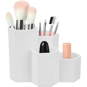 Porte-stylo hexagonal multi-usages en plastique blanc
