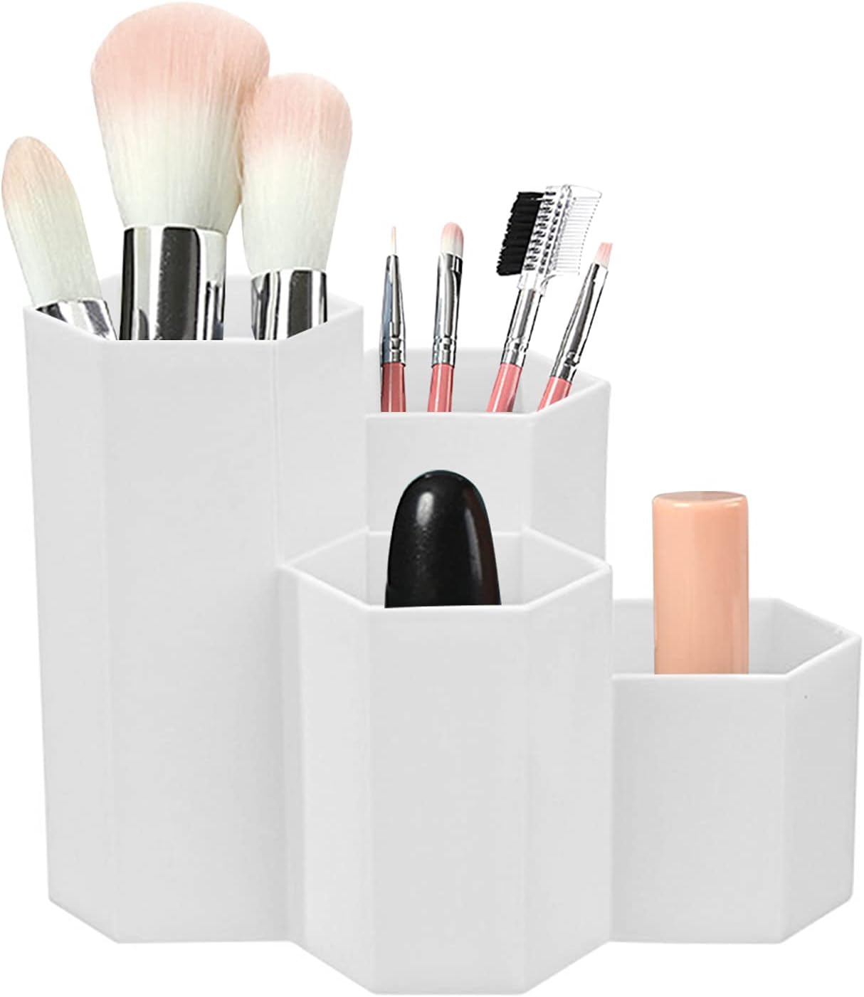 Porte-stylo hexagonal multi-usages en plastique blanc