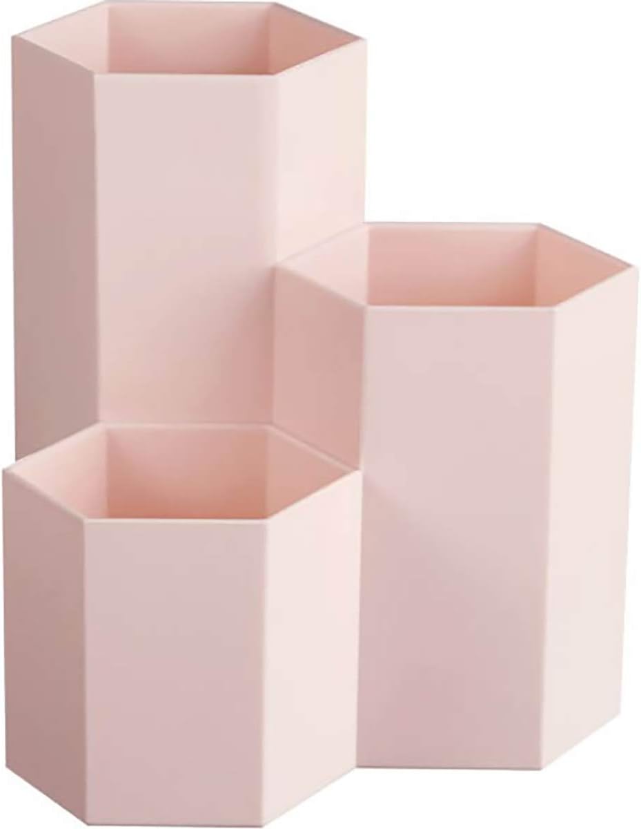 Pot Hexagonal Multifonction Rose pour Bureau