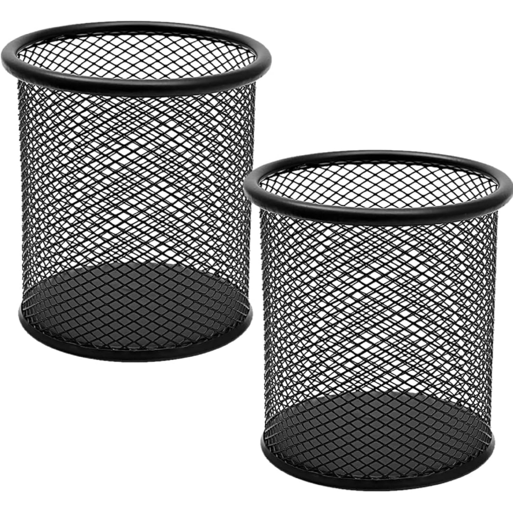 Pot à Crayon Métal Noir - 2 PCS Multifonction