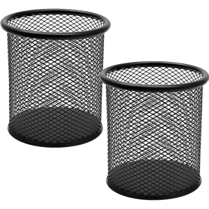 Pot à Crayon Métal Noir - 2 PCS Multifonction