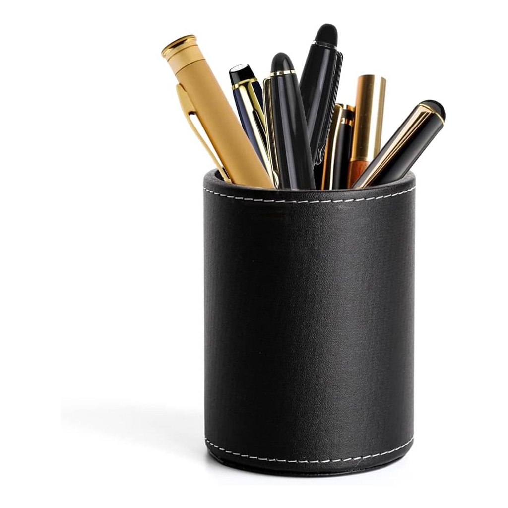 Pot à Crayon en Cuir PU Rond - Bureau & École