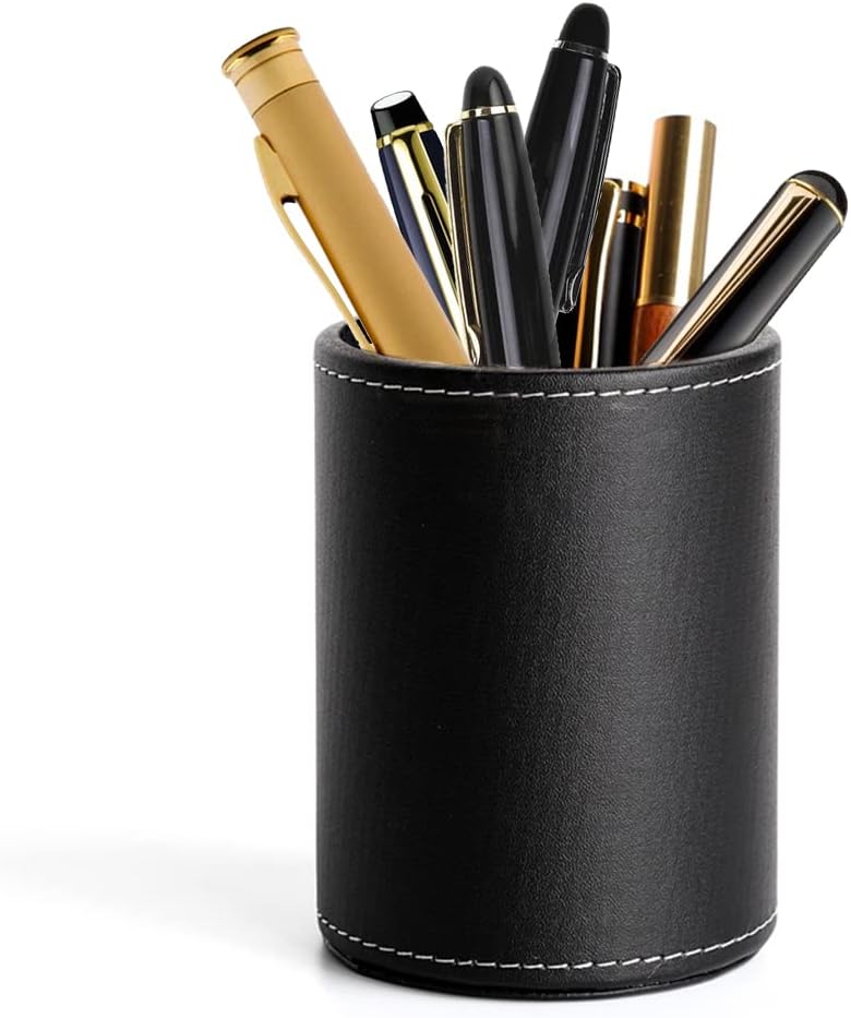 Pot à Crayon en Cuir PU Rond - Bureau & École