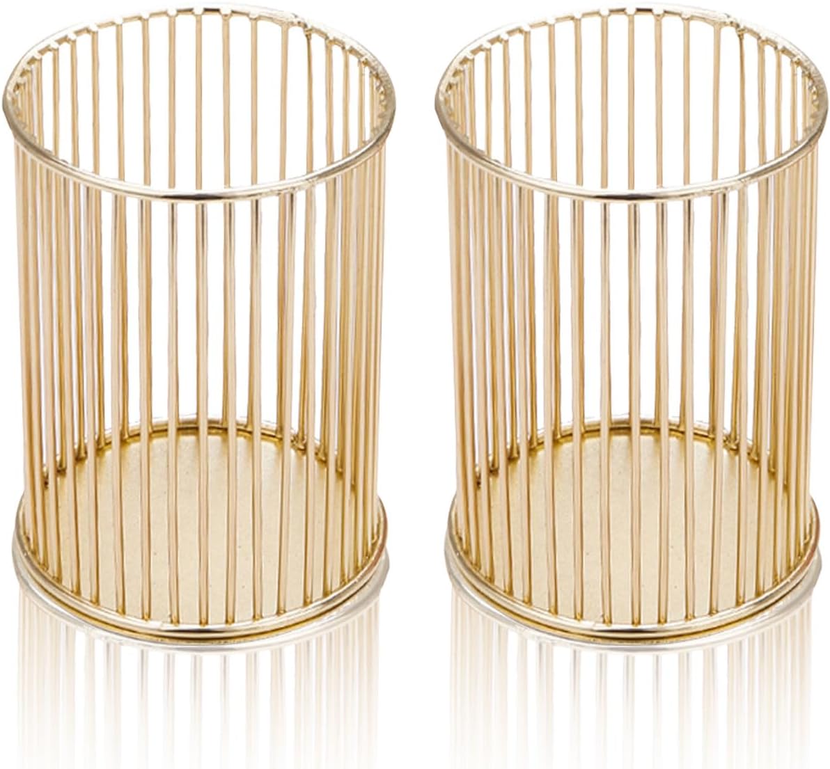 Pot à Crayons Métal Doré - 2 Pièces Bureau