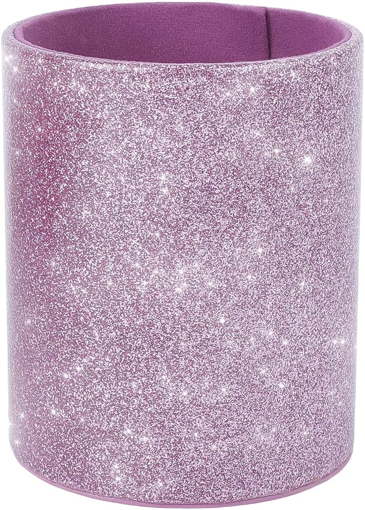 Pot à Crayons en Cuir PU Violet Brillant