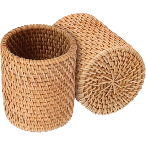 Pots à Crayons en Bois Tressé – Lot de 2