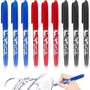 RUCUDIM Lot de 9 Stylos à Bille Effaçables 0,5 mm