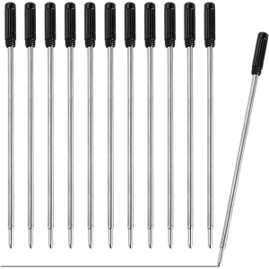 Recharges Métalliques pour Stylo à Bille - 12 Pièces Noires