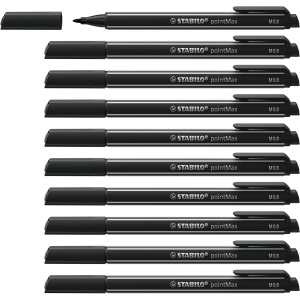 STABILO Lot de 10 Feutres Écriture Noir 0,8 mm