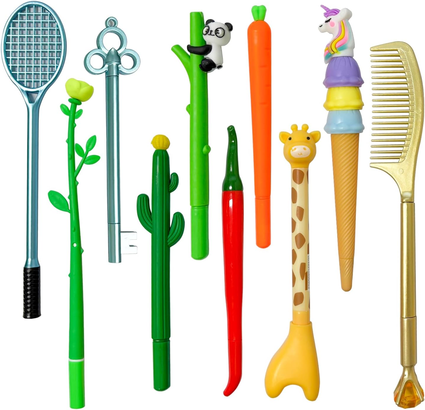 Set de 10 Stylos Kawaii Personnalisés - Encre Gel Noir