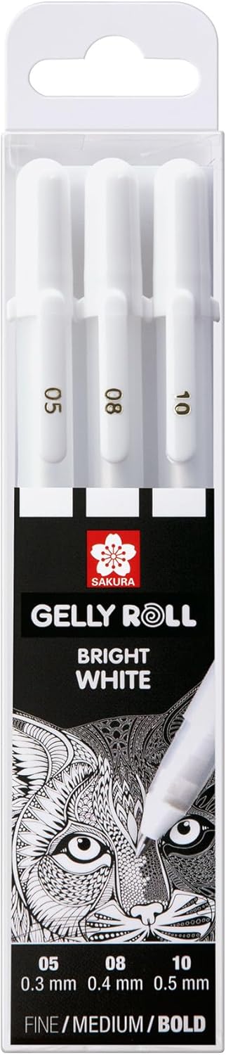 Set de 3 Stylos Gel Blanc SAKURA