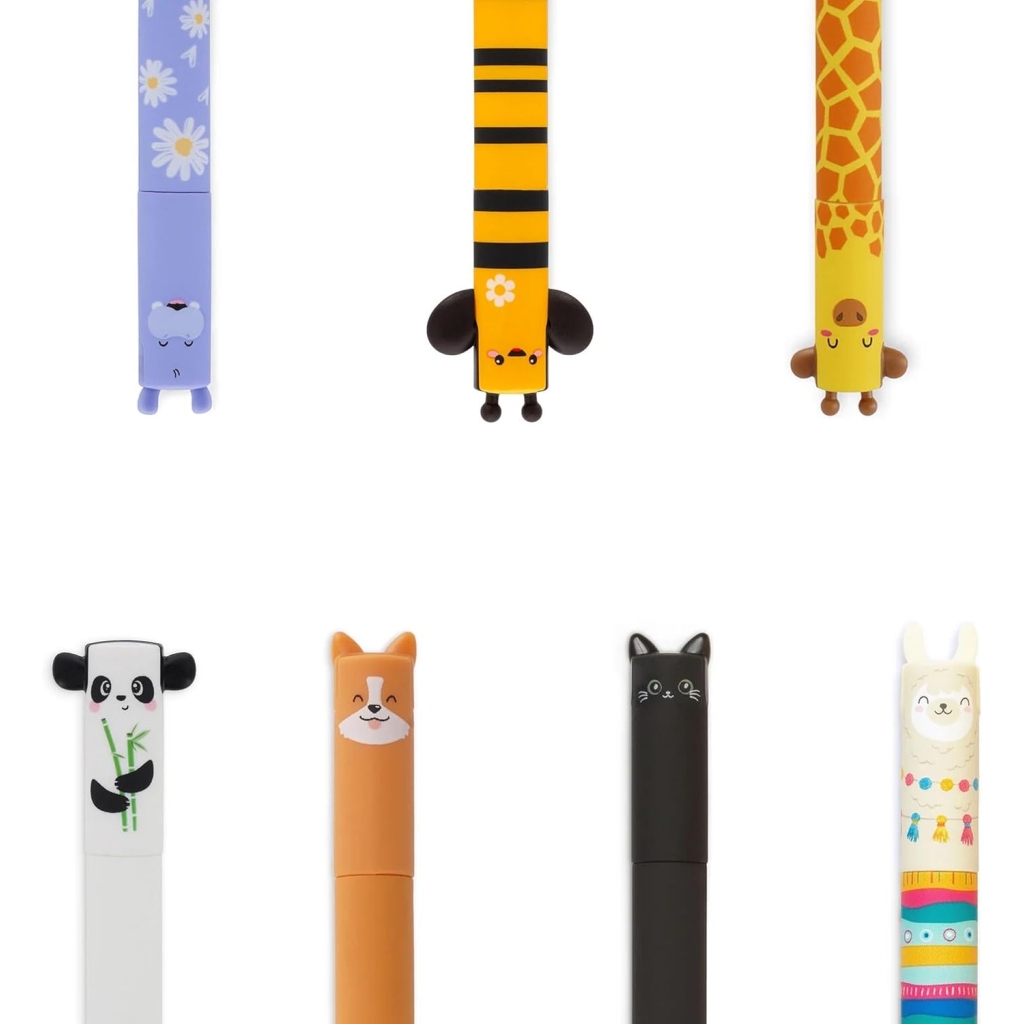 Set de 7 stylos effaçables Animaux Colorés