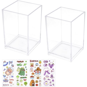 Set de Pots à Crayon Transparent avec Autocollants