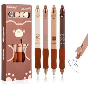 Set de Stylos Effaçables Ours Kawaii - 4 Pièces