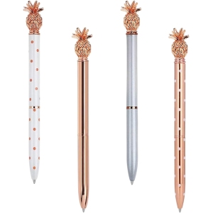 Stylo Ananas Métal - 4 Pièces à Bille