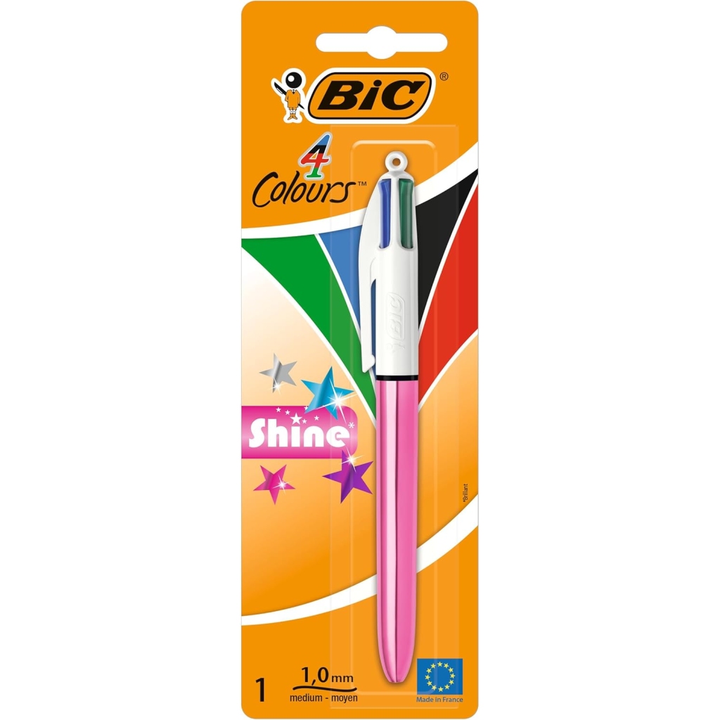 Stylo Bille BIC 4 Couleurs Rose Métallisé