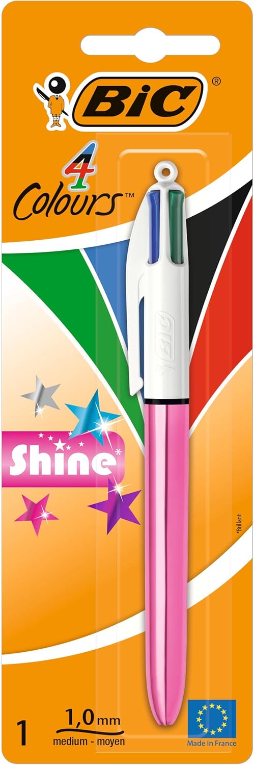 Stylo Bille BIC 4 Couleurs Métallisé Rétractable 1,0 mm
