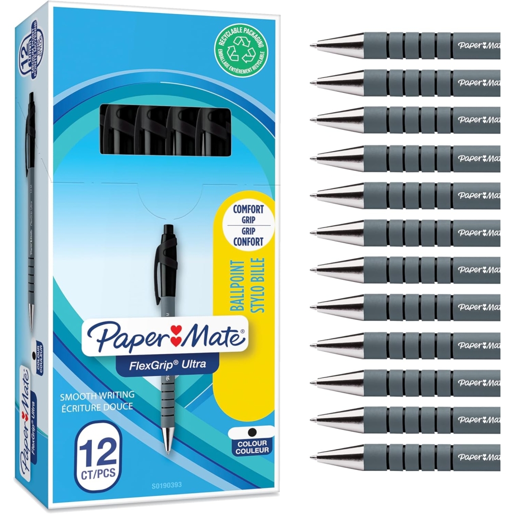 Stylo Bille Paper Mate Flexgrip Ultra - 12 unités