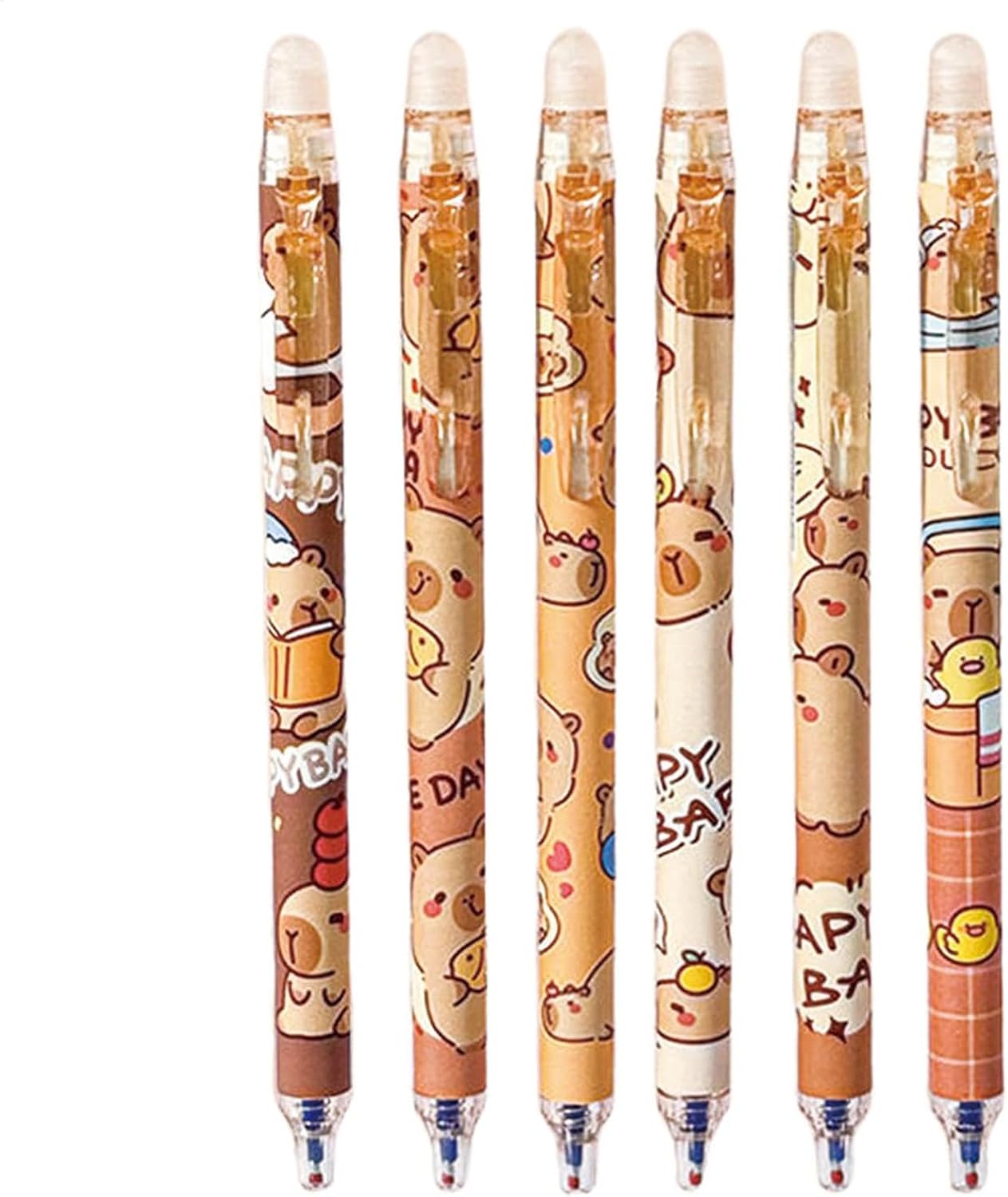 Stylo Capybara Effaçable - 6 Pièces Gel 0,5mm