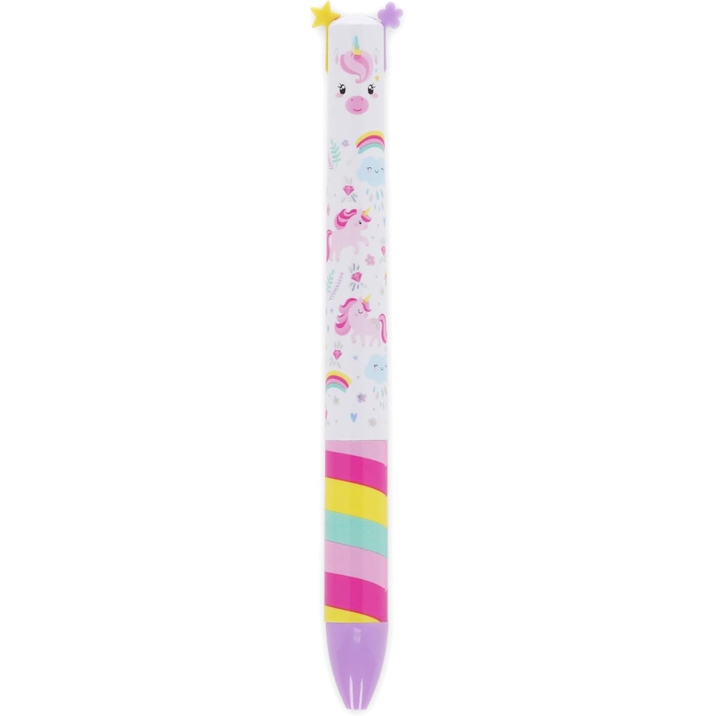 Stylo Click&Clack Bicolore Licorne - Encre Violet/Rose