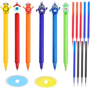 Stylo Effaçable Gel Bleu avec Recharges et Gommes