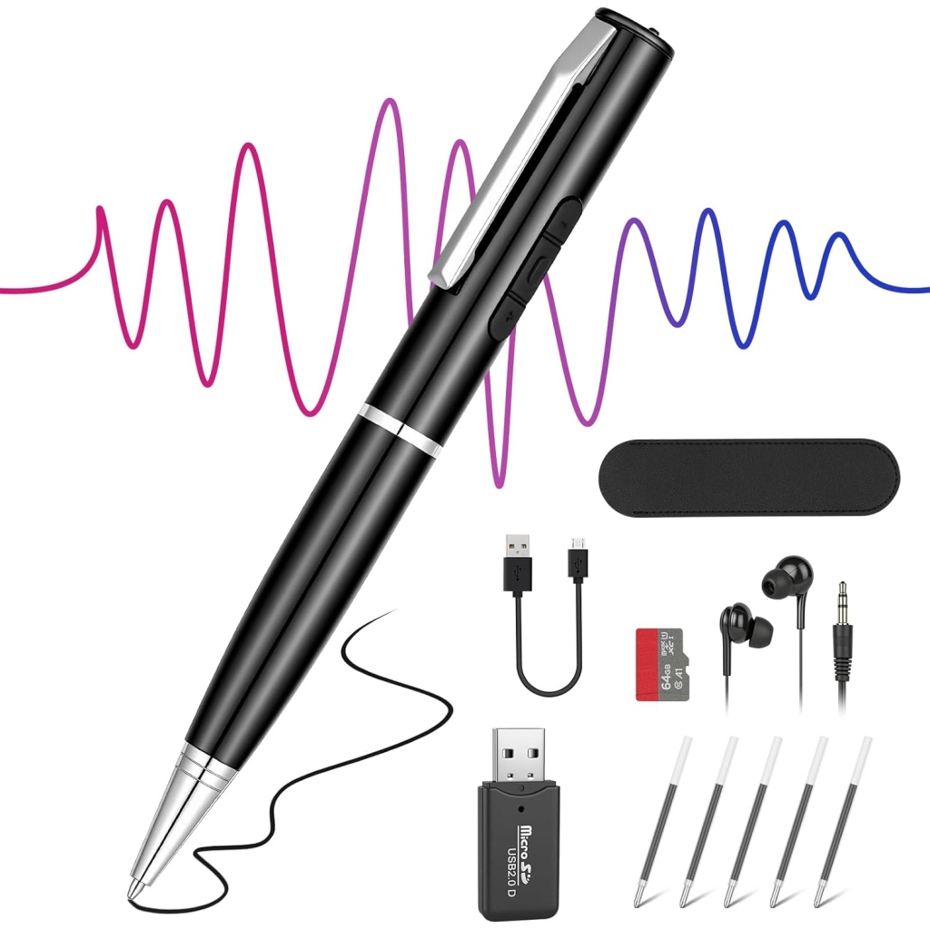 Stylo Enregistreur 64 Go HD, Audio Clair