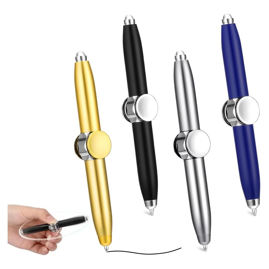 Stylo Fidget Métal LED - 4 Pièces Spinner