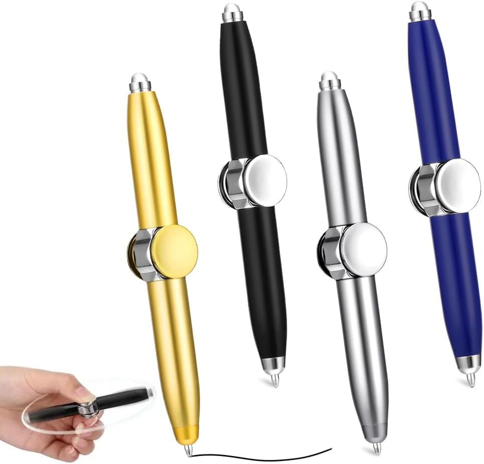 Stylo Fidget Métal LED - 4 Pièces Spinner