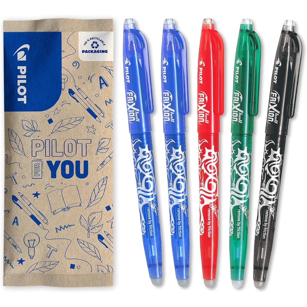 Stylo Frixion Ball 5 Couleurs Rechargeable Effaçable