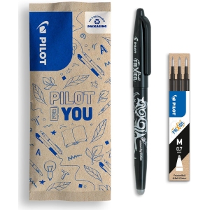 Stylo Frixion Ball Noir + 3 Recharges - Effaçable, Écologique