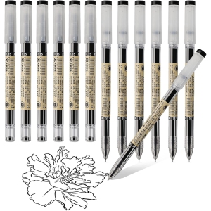 Stylo Gel Extra Fin 0,35 mm - Noir (12 pièces)