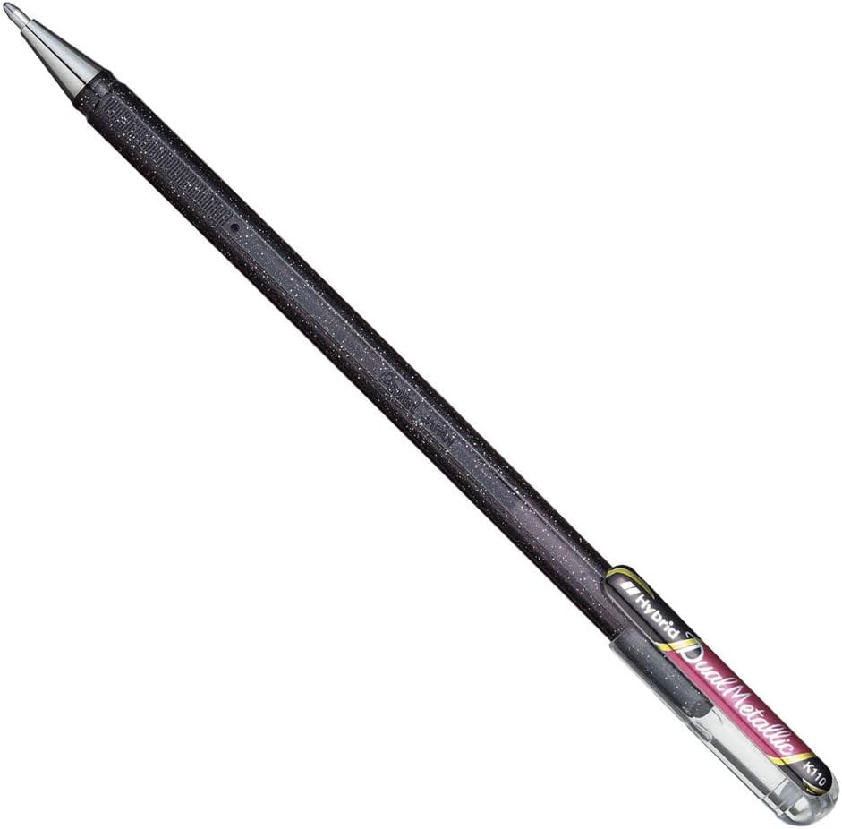 Stylo Gel Pailleté Dual Metallic Noir/Rouge