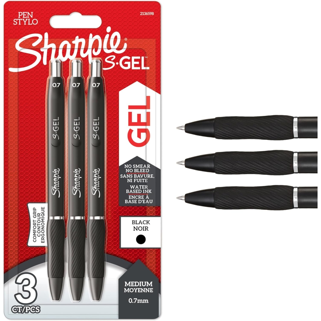 Stylo Gel Sharpie, lot de 3, pointe 0.7mm Noir