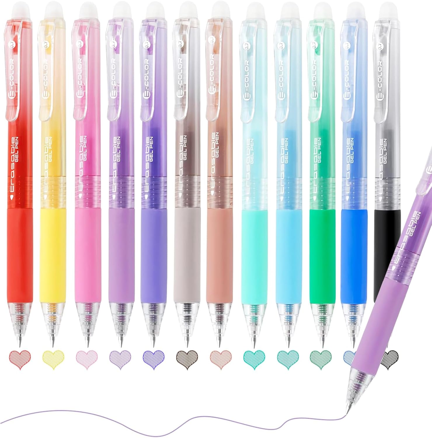 Stylo Gélatine Effaçable 12 Couleurs - Pointe Fine 0,7 mm